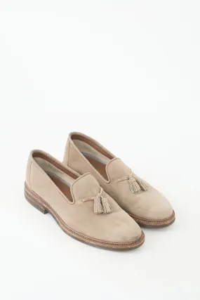 Beige Suede Tassel Loafer