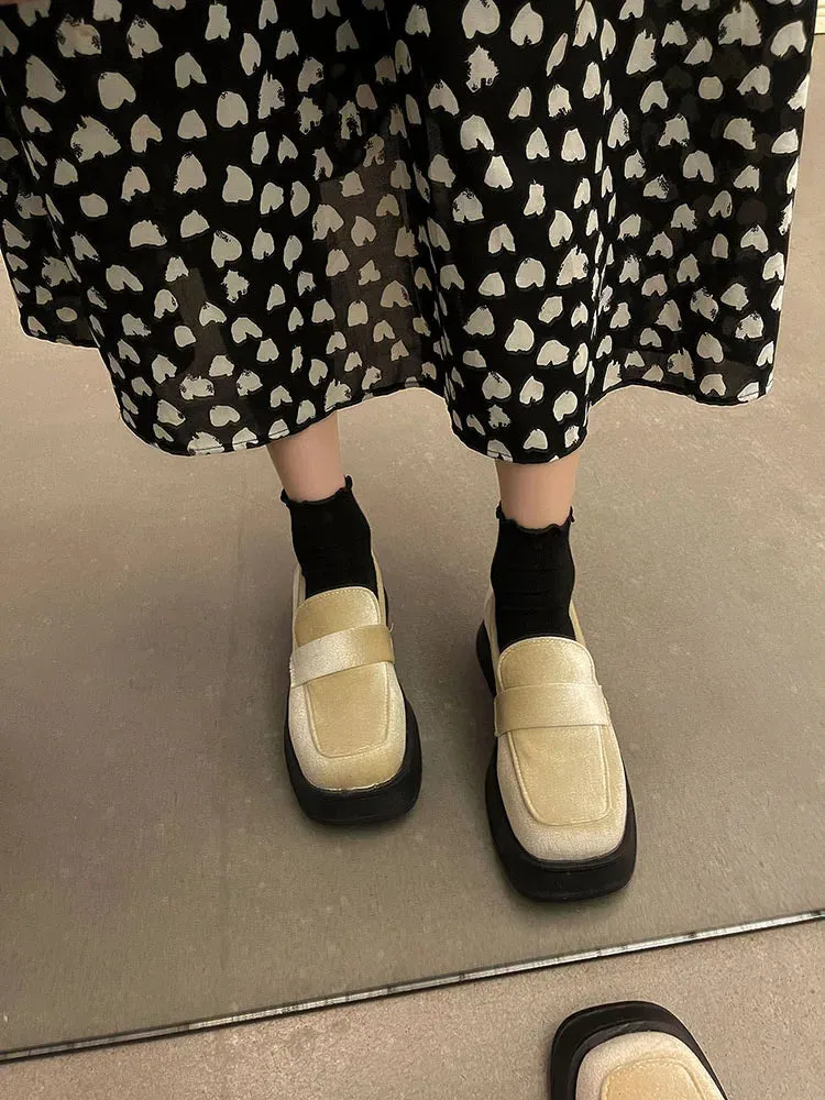 binfenxie  -  Retro Woman Shoes Casual Female Sneakers Clogs Platform Square Toe Modis Flats Autumn Oxfords All-Match Creepers 2024 Dress Fall