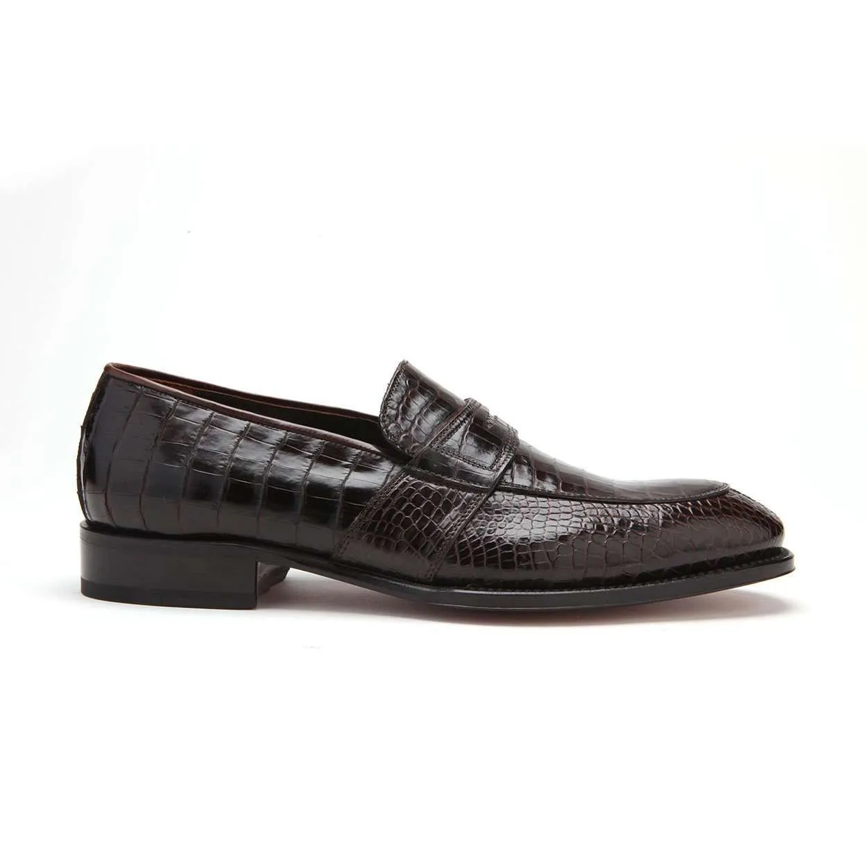 Caporicci Men's Luxury Italian Designer Shoes 1208 Alligator Moro Brown Loafers (CAP1101)