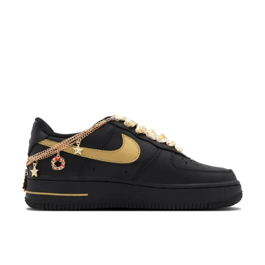 Christmas Metal Chain Santa Hat Black Custom Air Force 1
