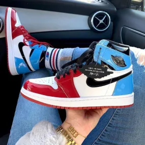 Custom Air Jordan 1 Blue Red Sneakers