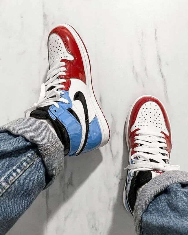 Custom Air Jordan 1 Blue Red Sneakers