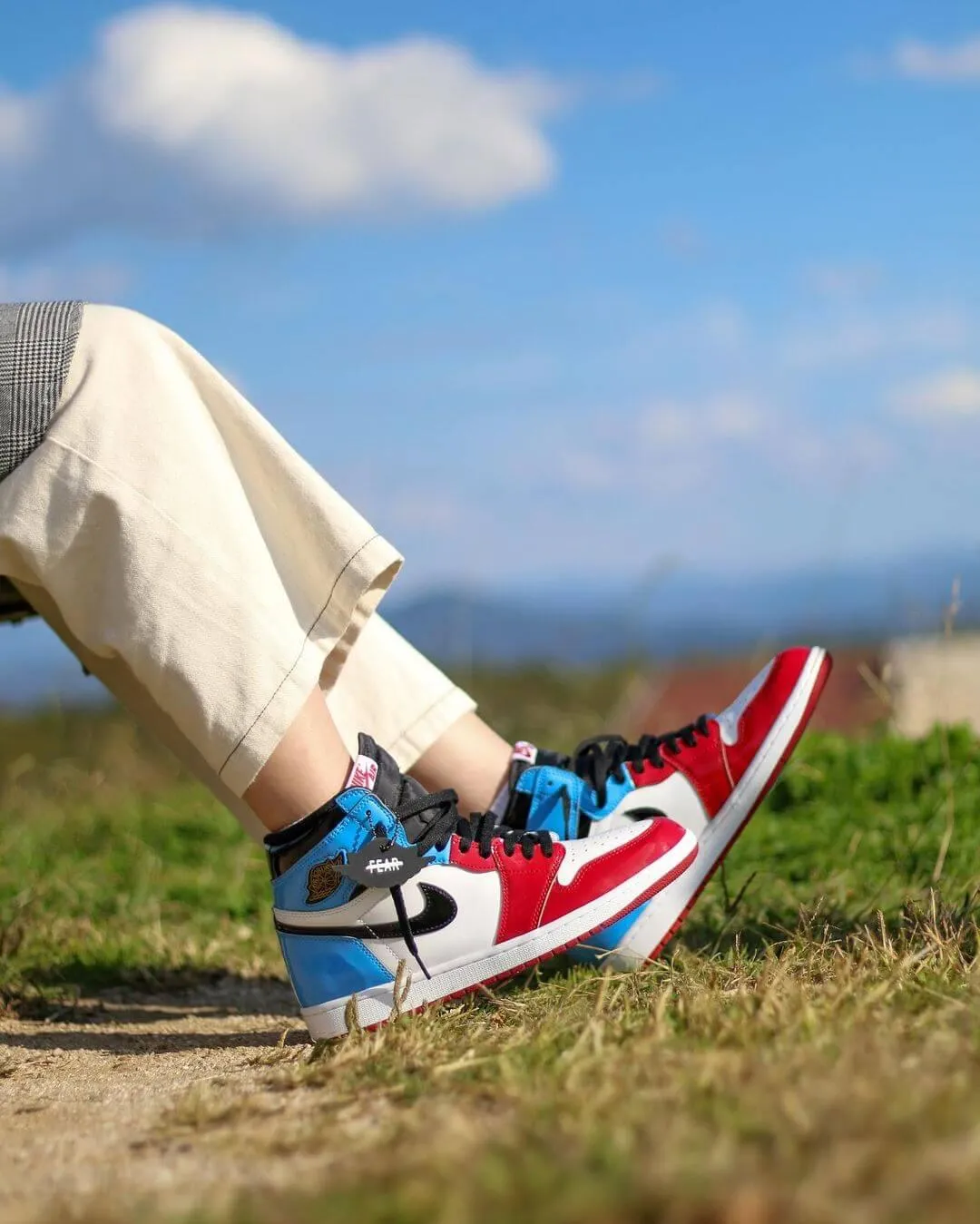 Custom Air Jordan 1 Blue Red Sneakers