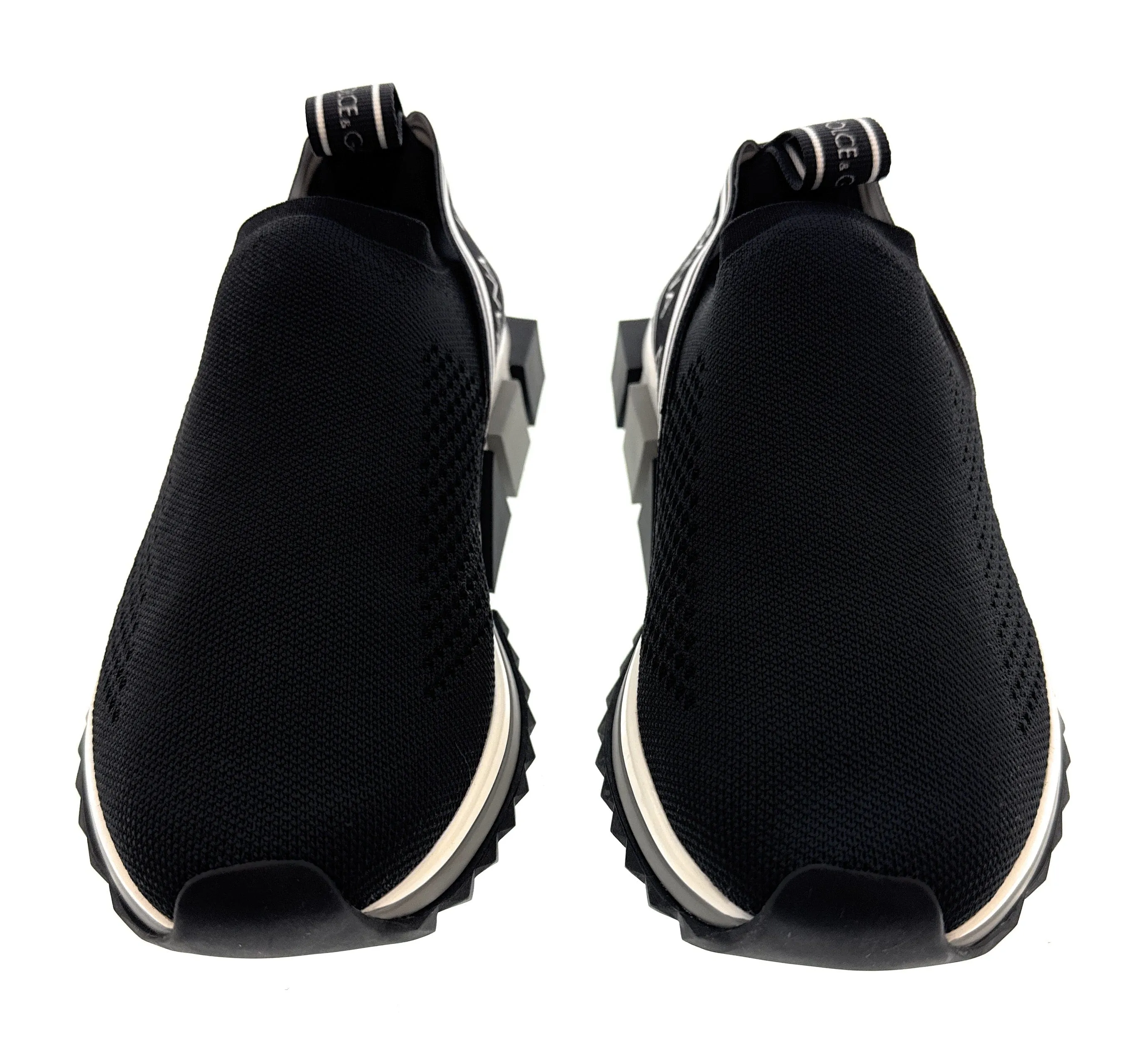 Dolce & Gabbana White/Orange Logo Knit Slip On Sneakers-EU38