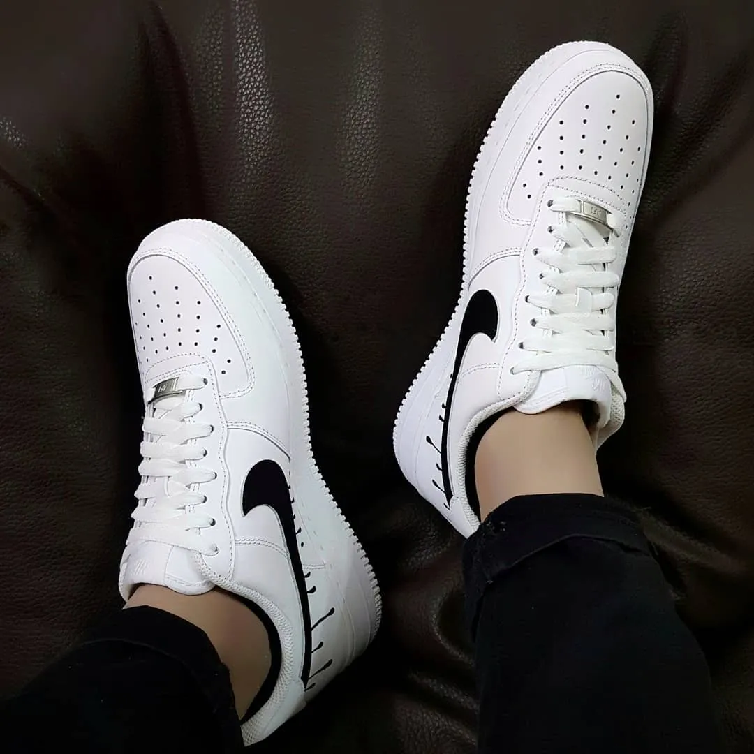 Dripping Swoosh Black Custom Air Force 1