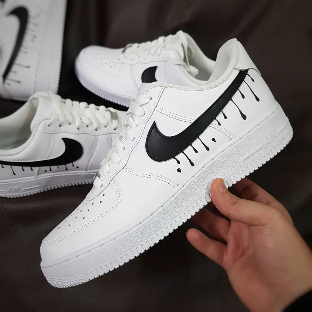 Dripping Swoosh Black Custom Air Force 1