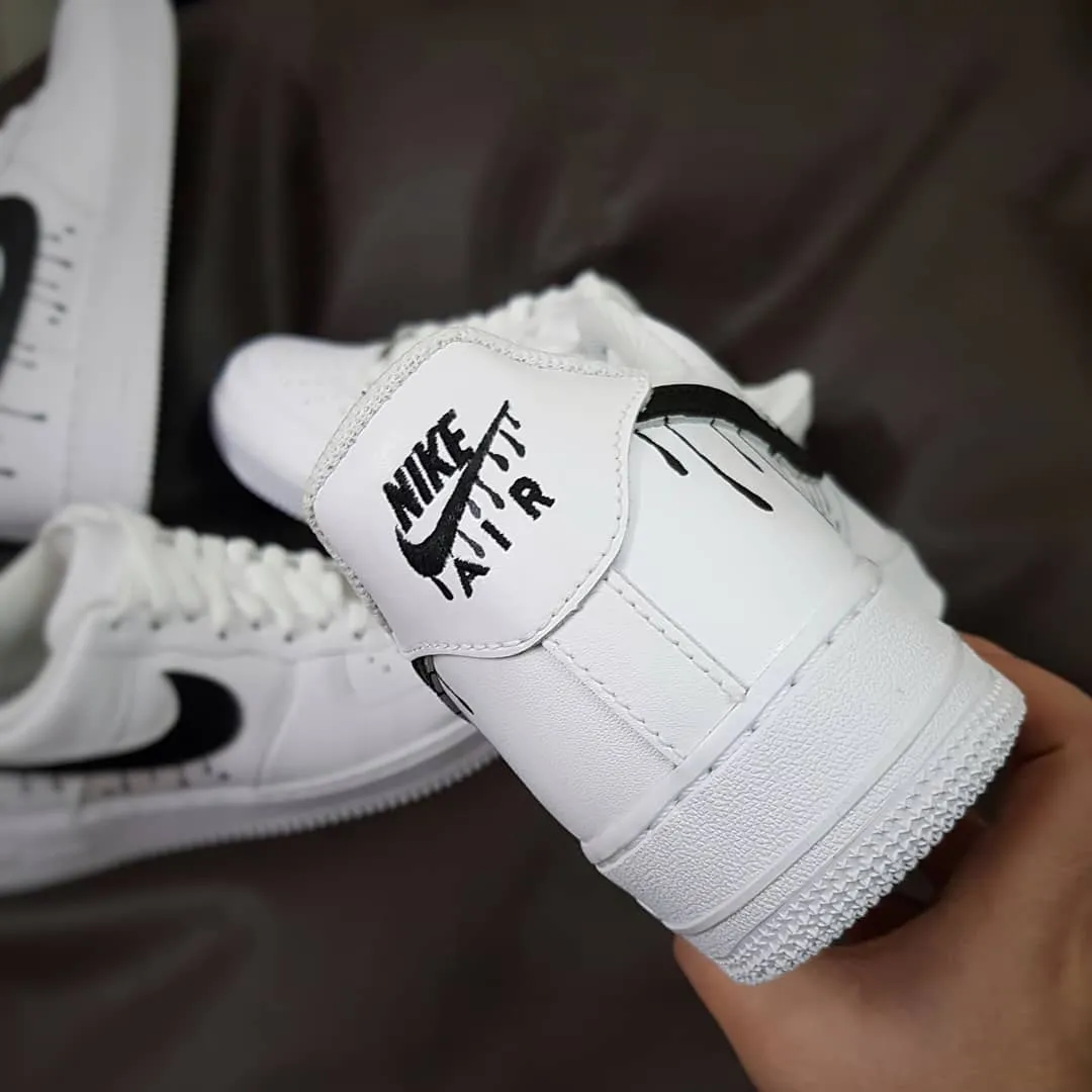 Dripping Swoosh Black Custom Air Force 1
