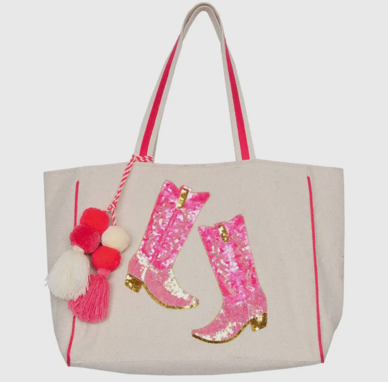 Kicking Boots Sequin Canvas Tote