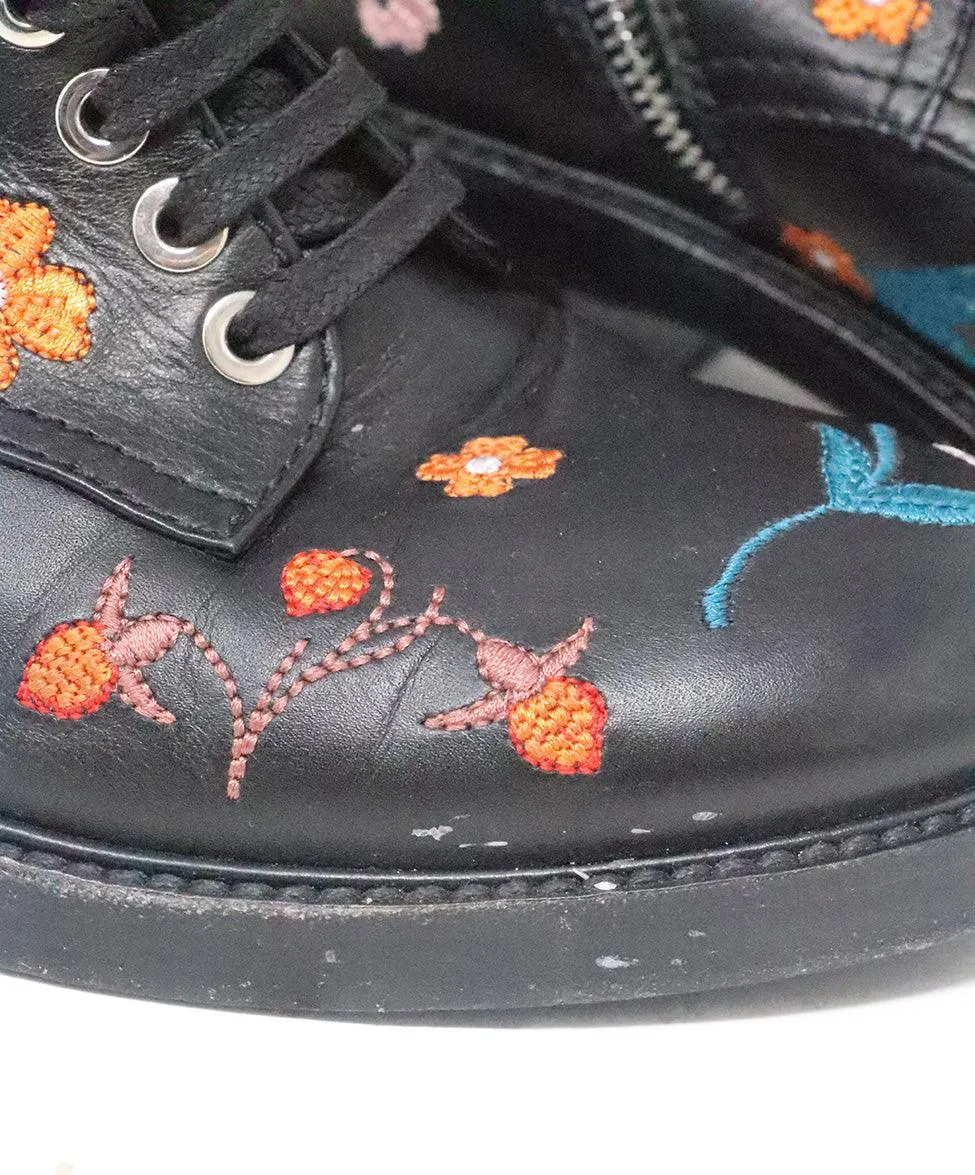 Laurence Dacade Black Leather Embroidered Boots sz 7