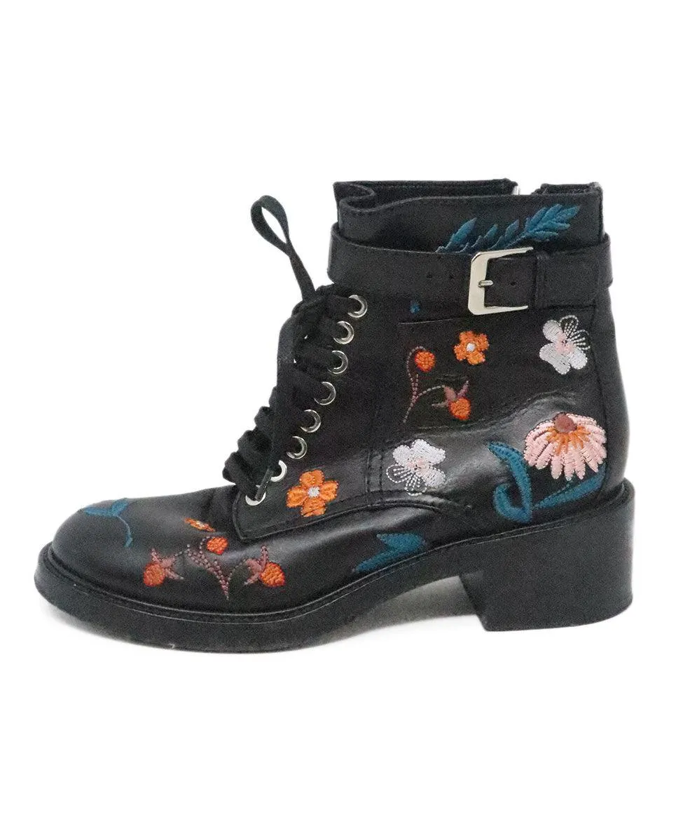 Laurence Dacade Black Leather Embroidered Boots sz 7