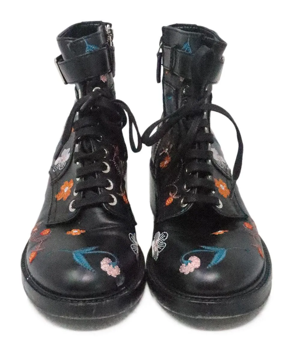 Laurence Dacade Black Leather Embroidered Boots sz 7