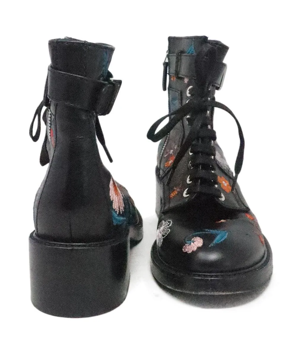Laurence Dacade Black Leather Embroidered Boots sz 7