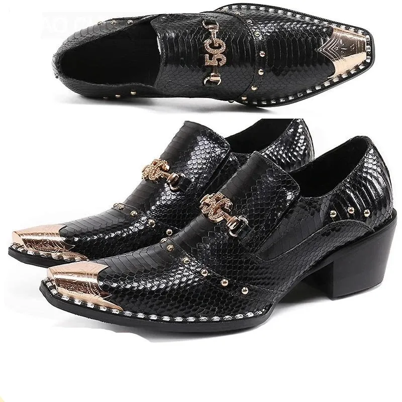 Luxury Designer Loafers Black Genuine Leather Men Shoes