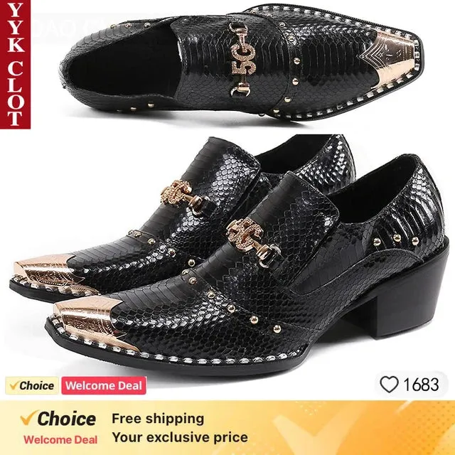 Luxury Designer Loafers Black Genuine Leather Men Shoes