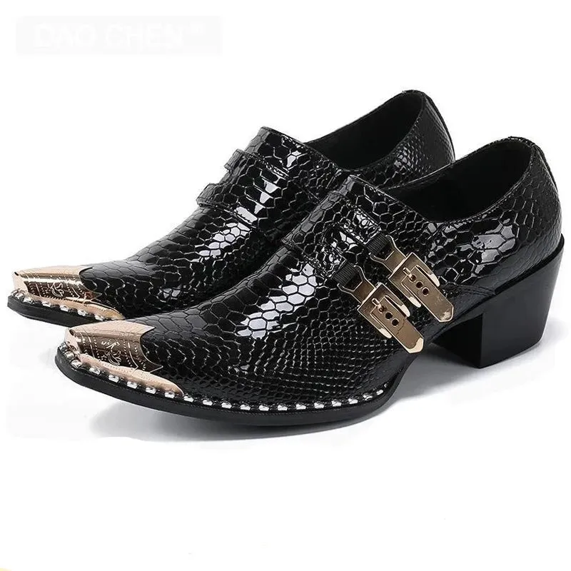 Luxury Designer Loafers Black Genuine Leather Men Shoes