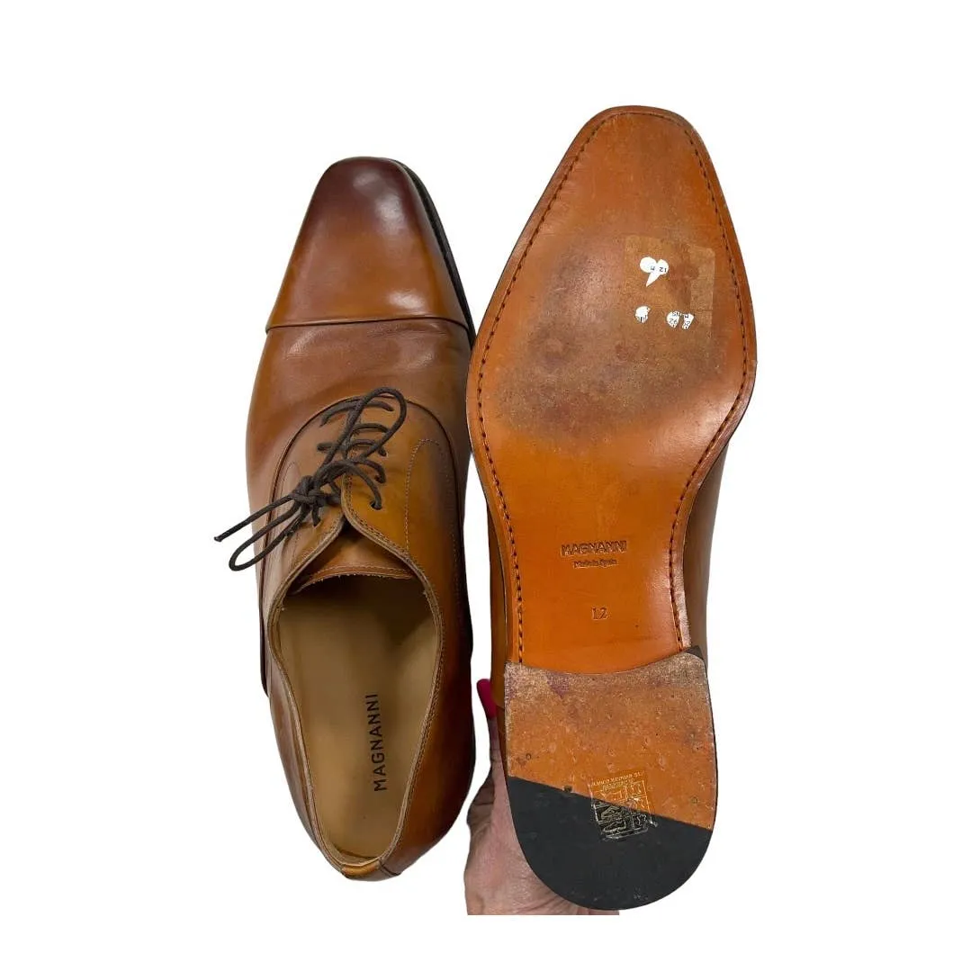 Magnanni Saffron Cuero Lace Up Oxfords Shoes Leather Size 12 Brown