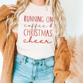 Online Excusive | Running on Coffee and Christmas Cheer Graphic Tee in Cream