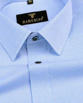 Pollen Blue Micro Houndstooth Formal Cotton Shirt