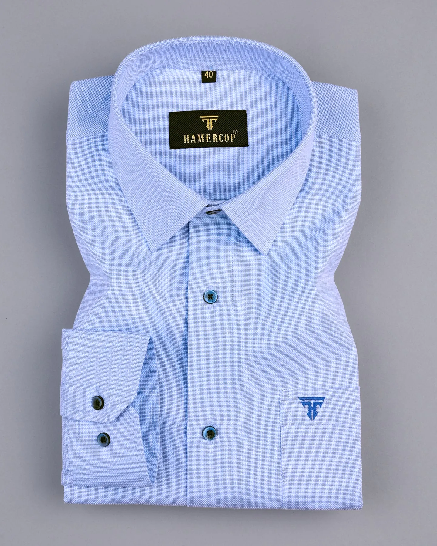 Pollen Blue Micro Houndstooth Formal Cotton Shirt