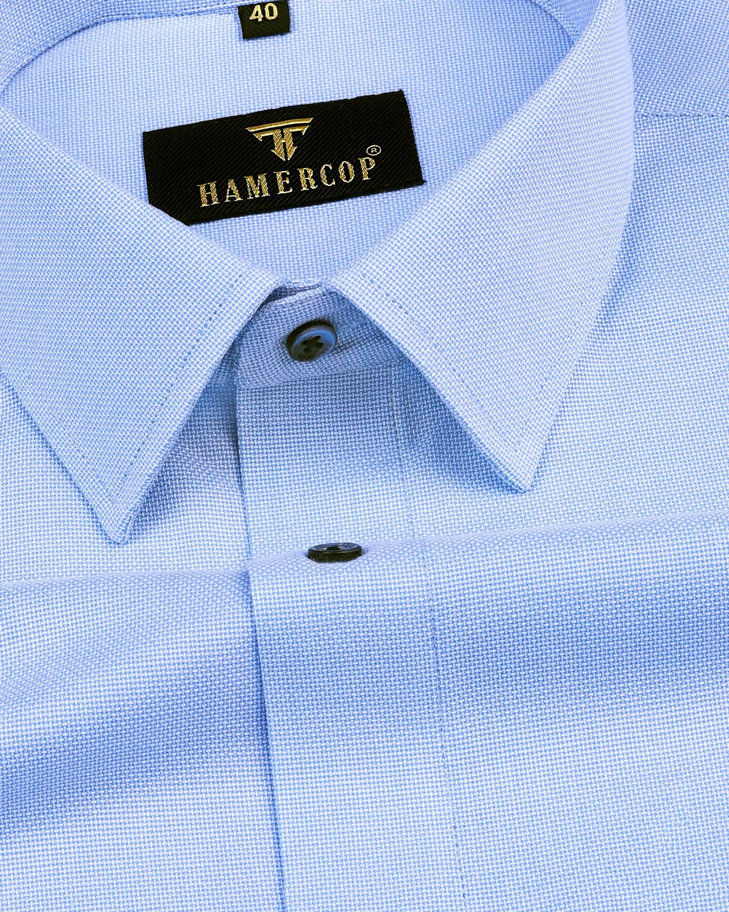 Pollen Blue Micro Houndstooth Formal Cotton Shirt