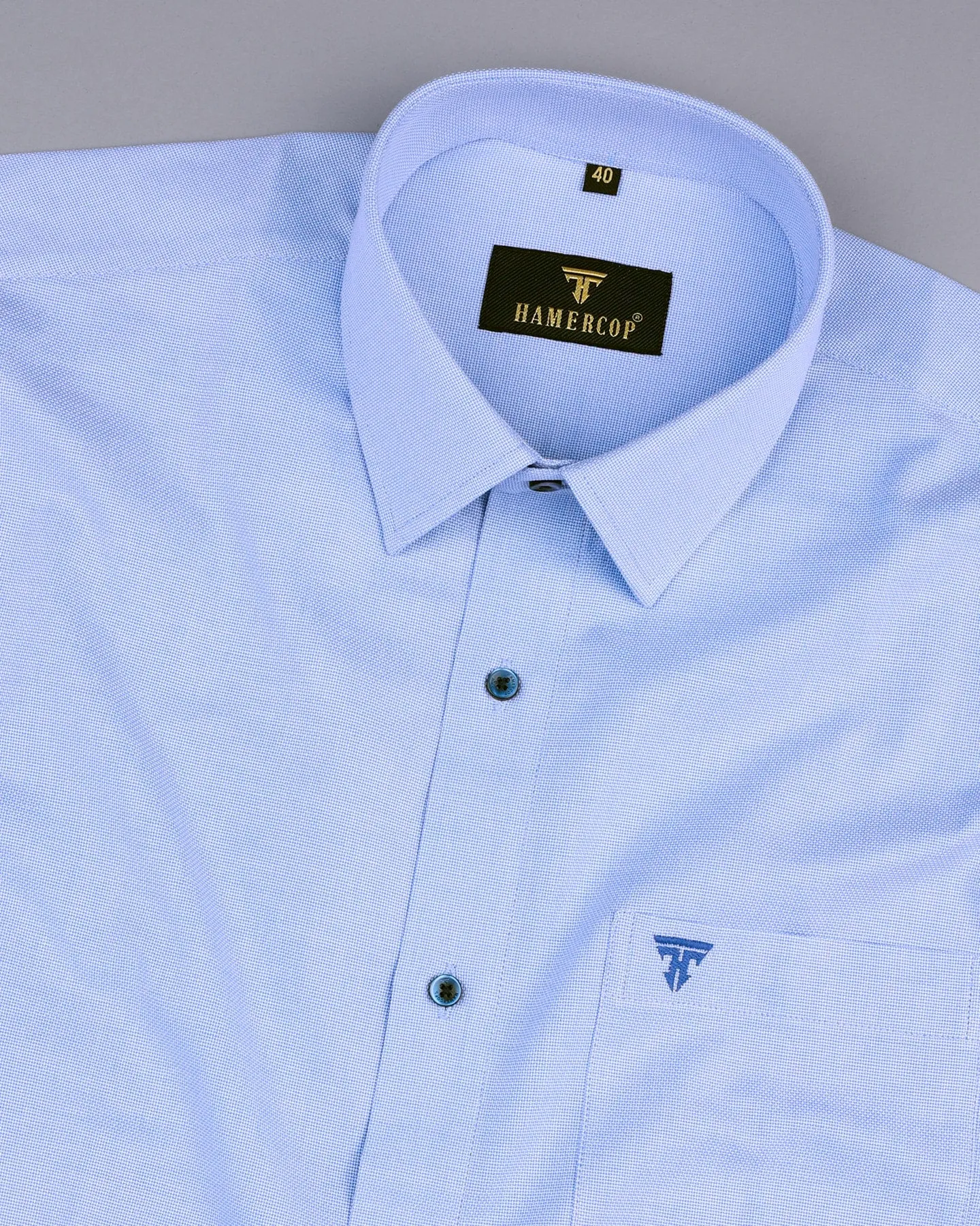 Pollen Blue Micro Houndstooth Formal Cotton Shirt