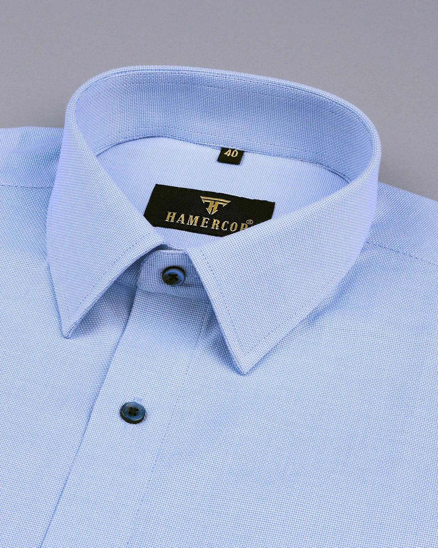 Pollen Blue Micro Houndstooth Formal Cotton Shirt