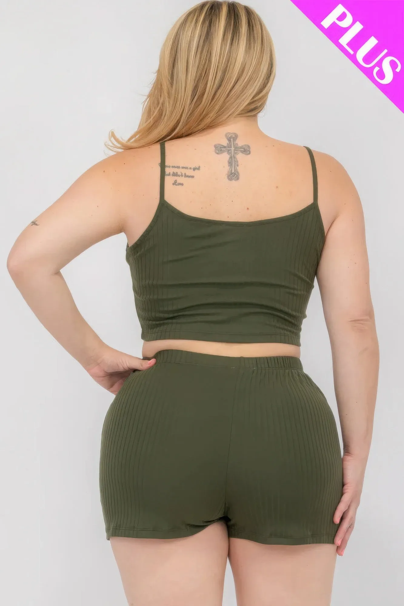 Solid Ribbed Cami Top And Shorts Set