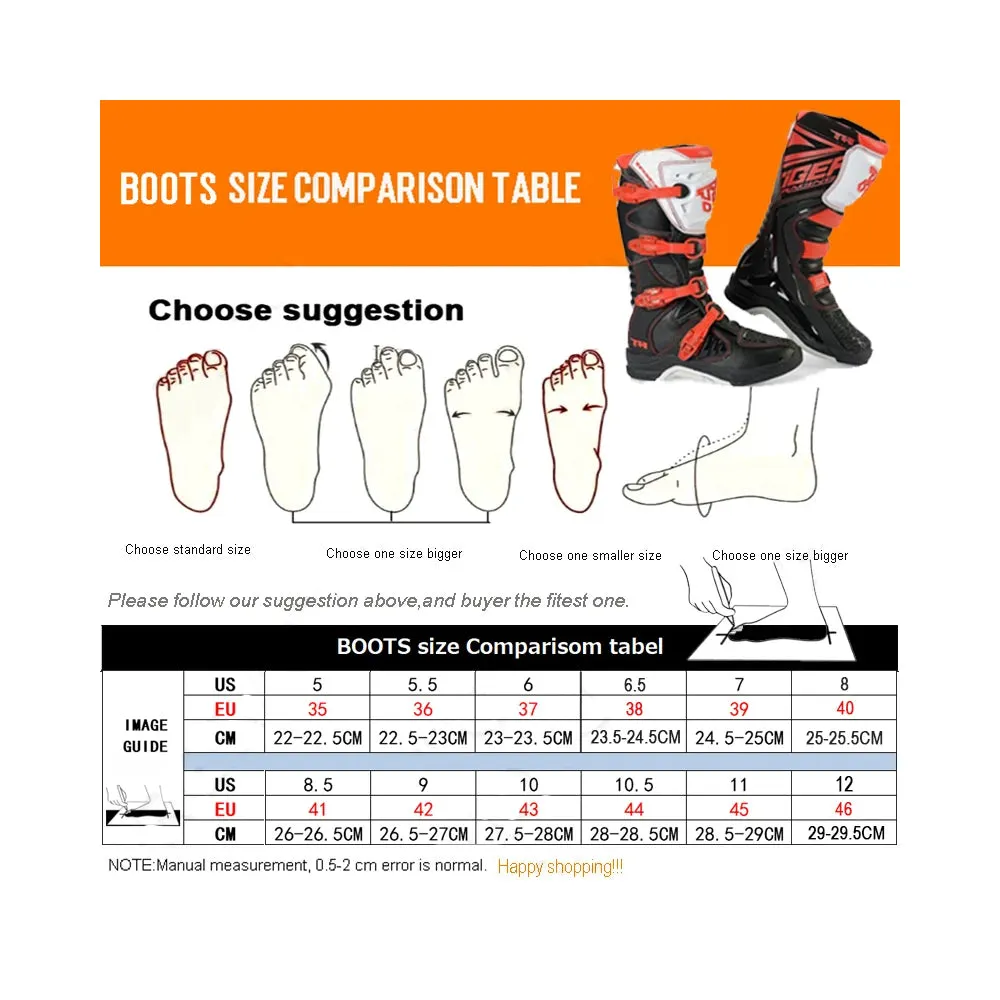 Tiger Motocross Off-Road Riding Gear, Motorcycle Boot T3 Black & Red - 863380