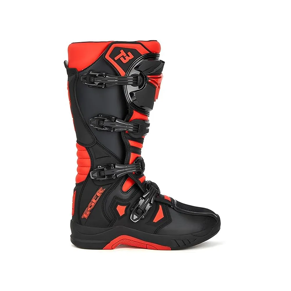 Tiger Motocross Off-Road Riding Gear, Motorcycle Boot T3 Black & Red - 863380