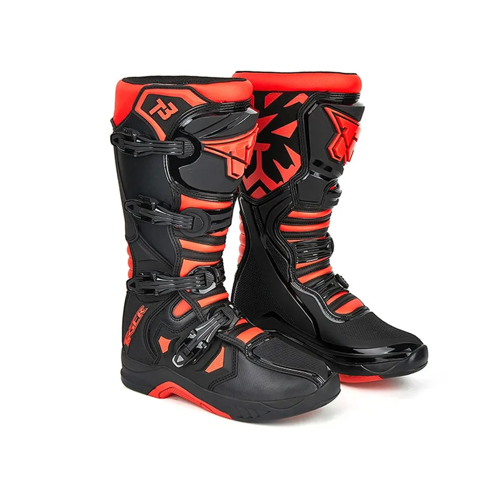 Tiger Motocross Off-Road Riding Gear, Motorcycle Boot T3 Black & Red - 863380