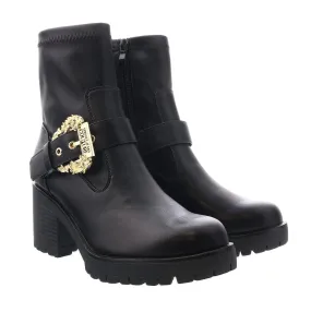 Versace Jeans Couture Black Block Heel Slip On Ankle Boots-