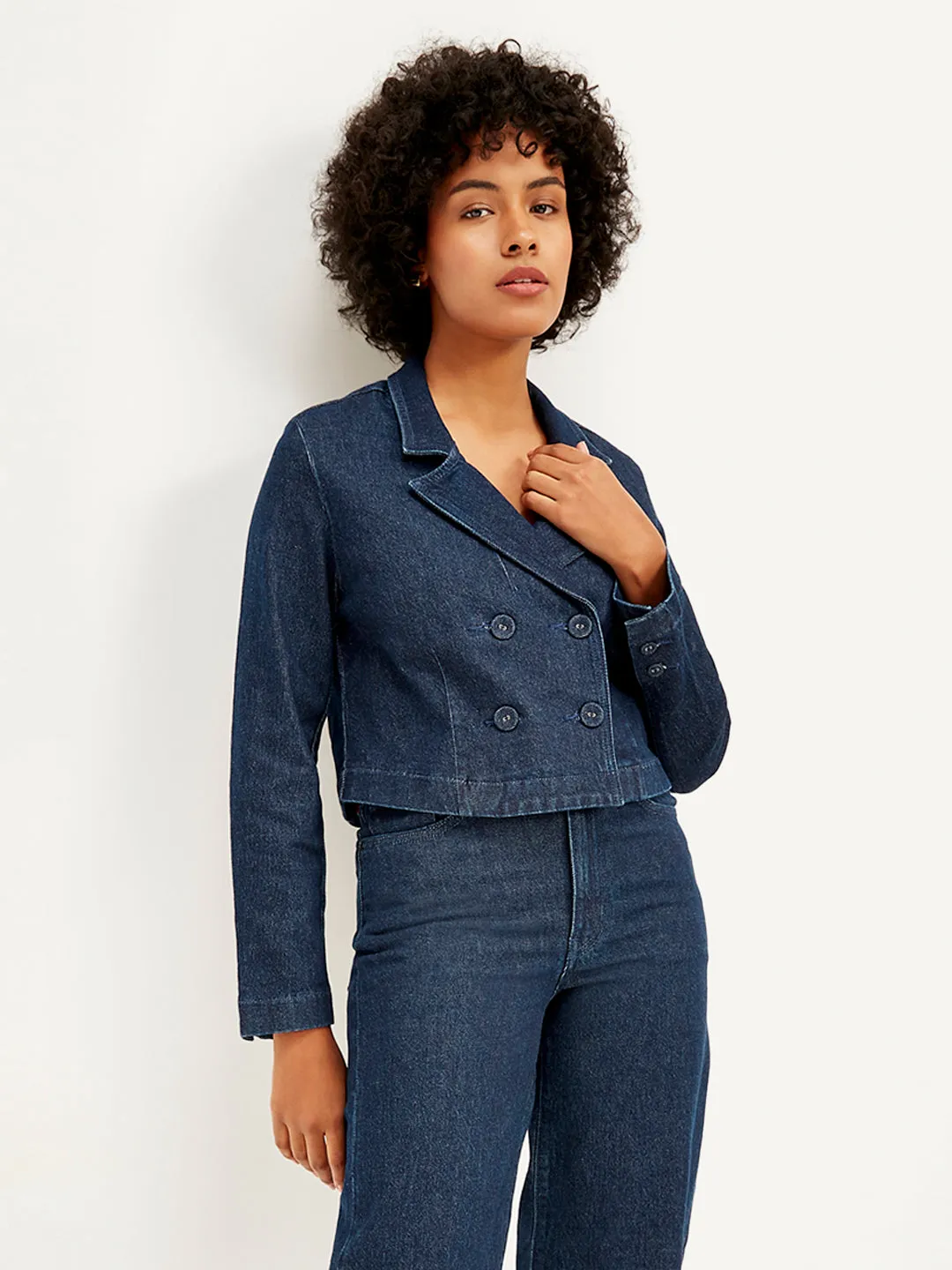 Women's Solid Indigo Jacket