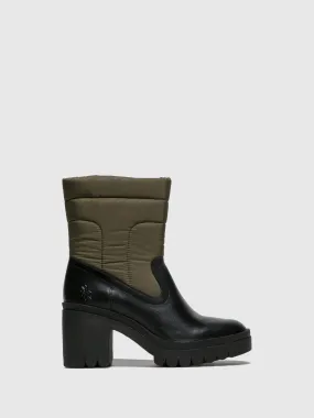 Zip Up Ankle Boots TYKE661FLY RUG/NYLON BLACK/KHAKI