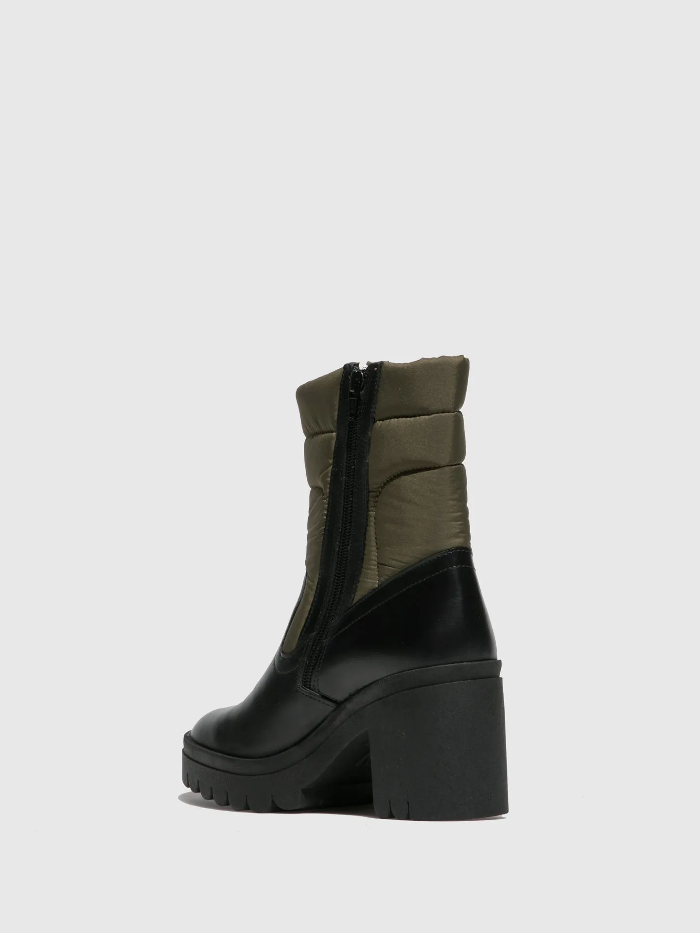 Zip Up Ankle Boots TYKE661FLY RUG/NYLON BLACK/KHAKI